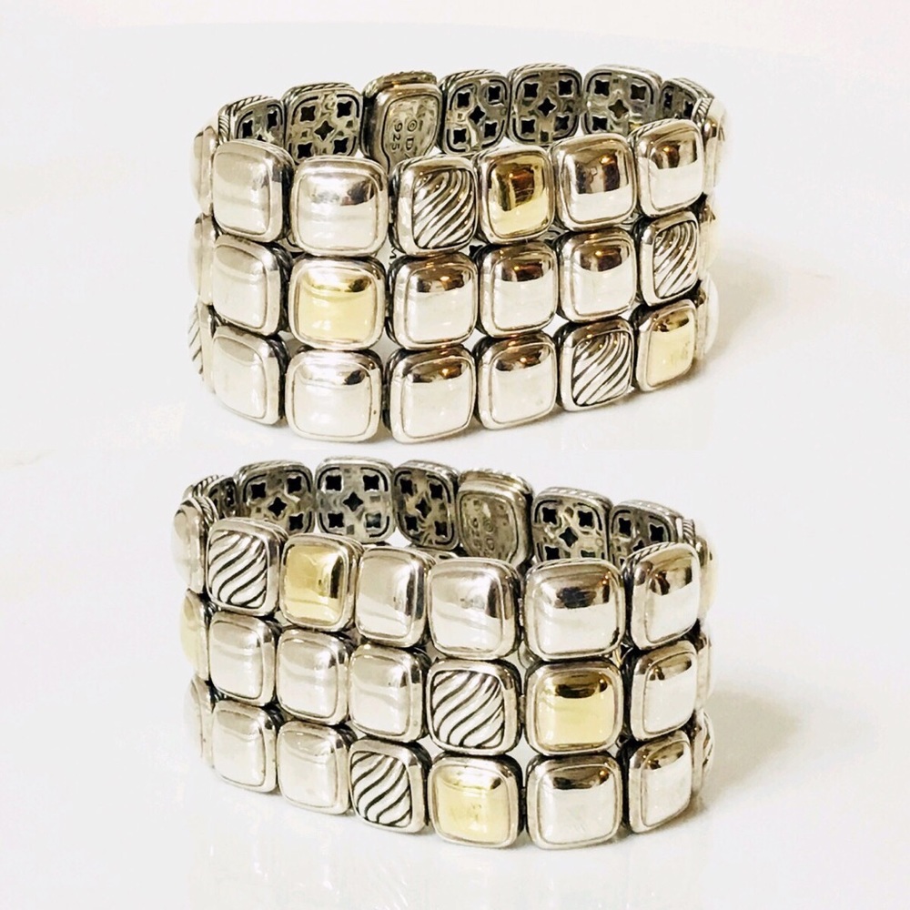 David Yurman Three Row Cushion Chiclet Bracelet - Picture 2 of 8